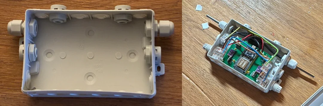 Outdoor Wallmount Box and fitting the PCB into it.