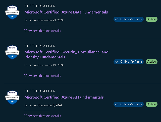 Three Azure Foundational Certs