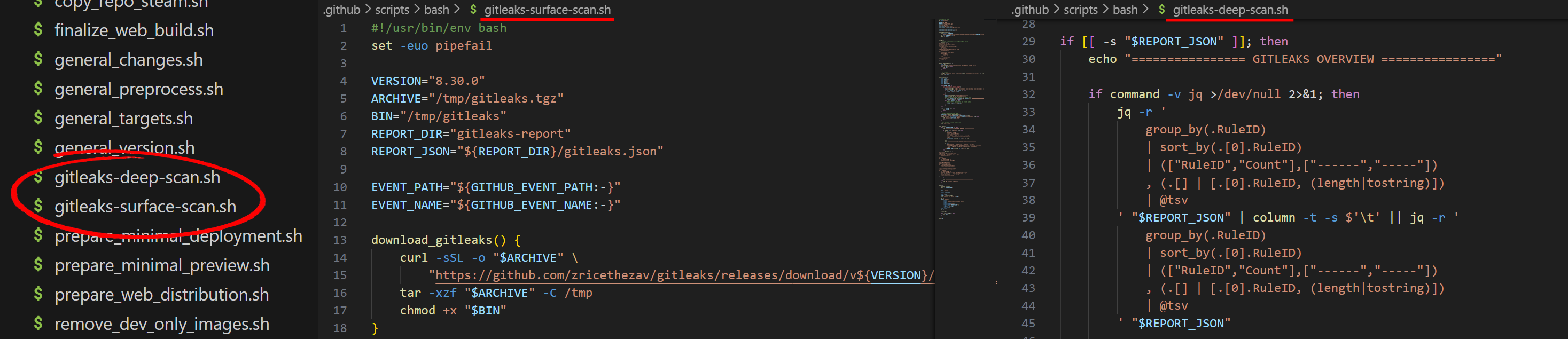 GitLeaks Deep and Surface Scans Bash Scripts