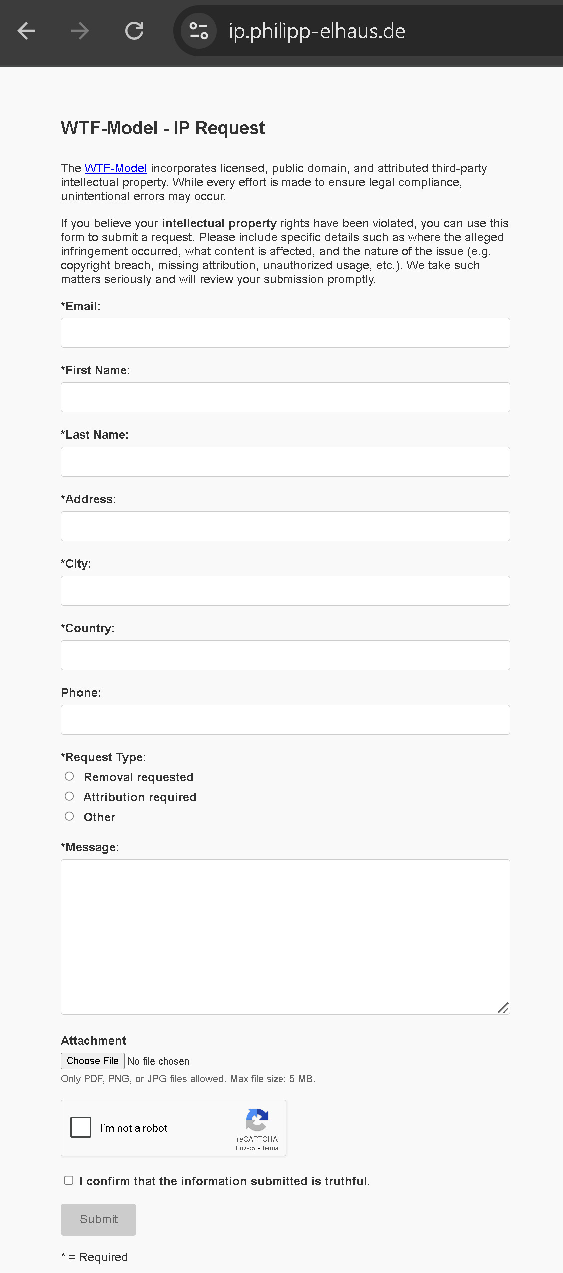 IP Request - Form