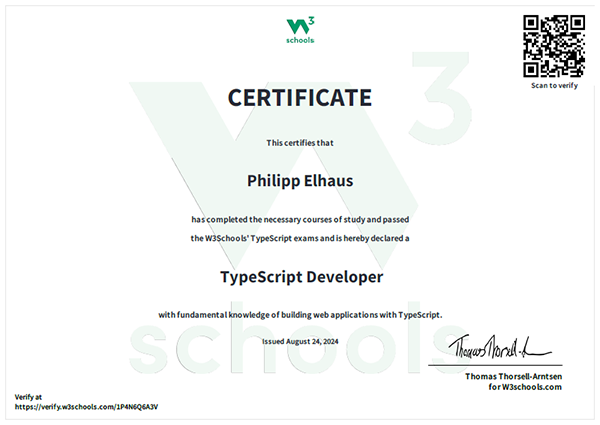 W3 Typescript Certificate