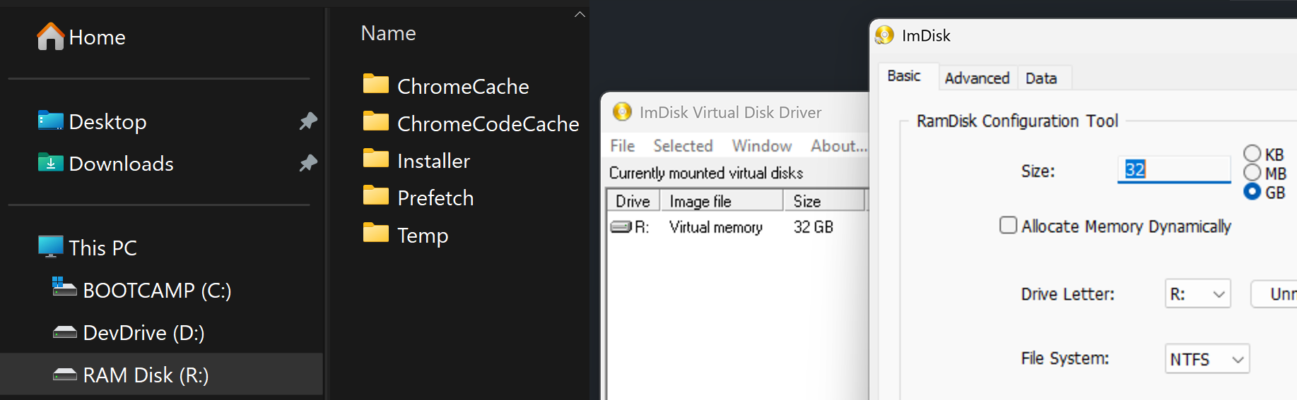 Setting up RAM Disk w/ ImDisk